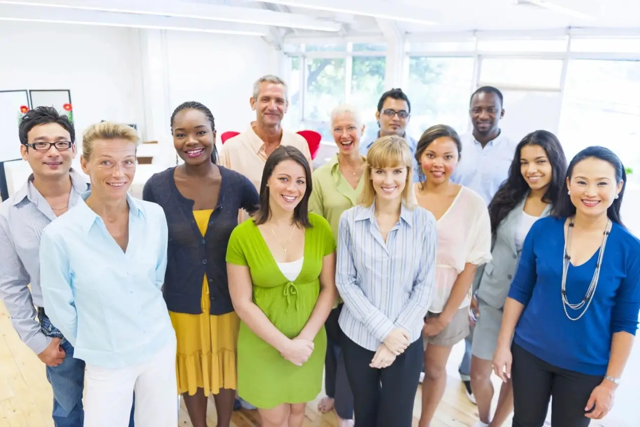 a group of people in the office